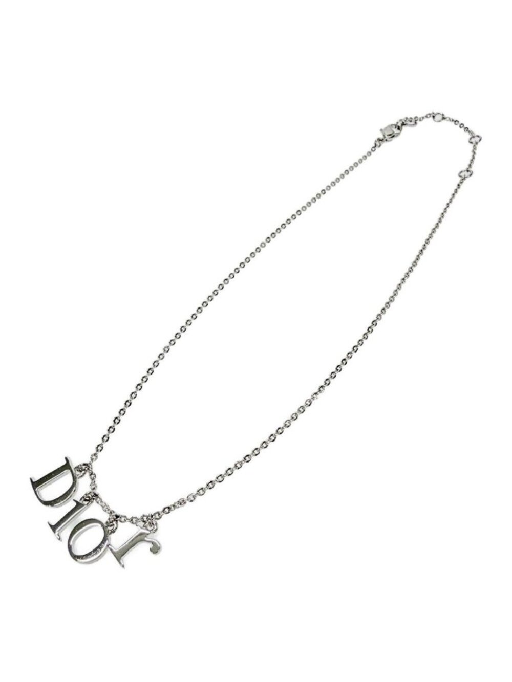 Dior Metal Logo Necklace Silver